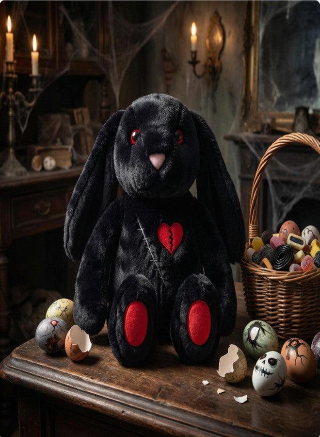 Sotiff Goth Bunny Plush 9.8 Inch Valentines Stuffed Scary Bunny Horror Animal Soft Creepy Spooky Crazy Easter Rabbit for Easter Basket Fillers Hunting Egg Decoration Valentines Birthday Adult Gift - Image 5
